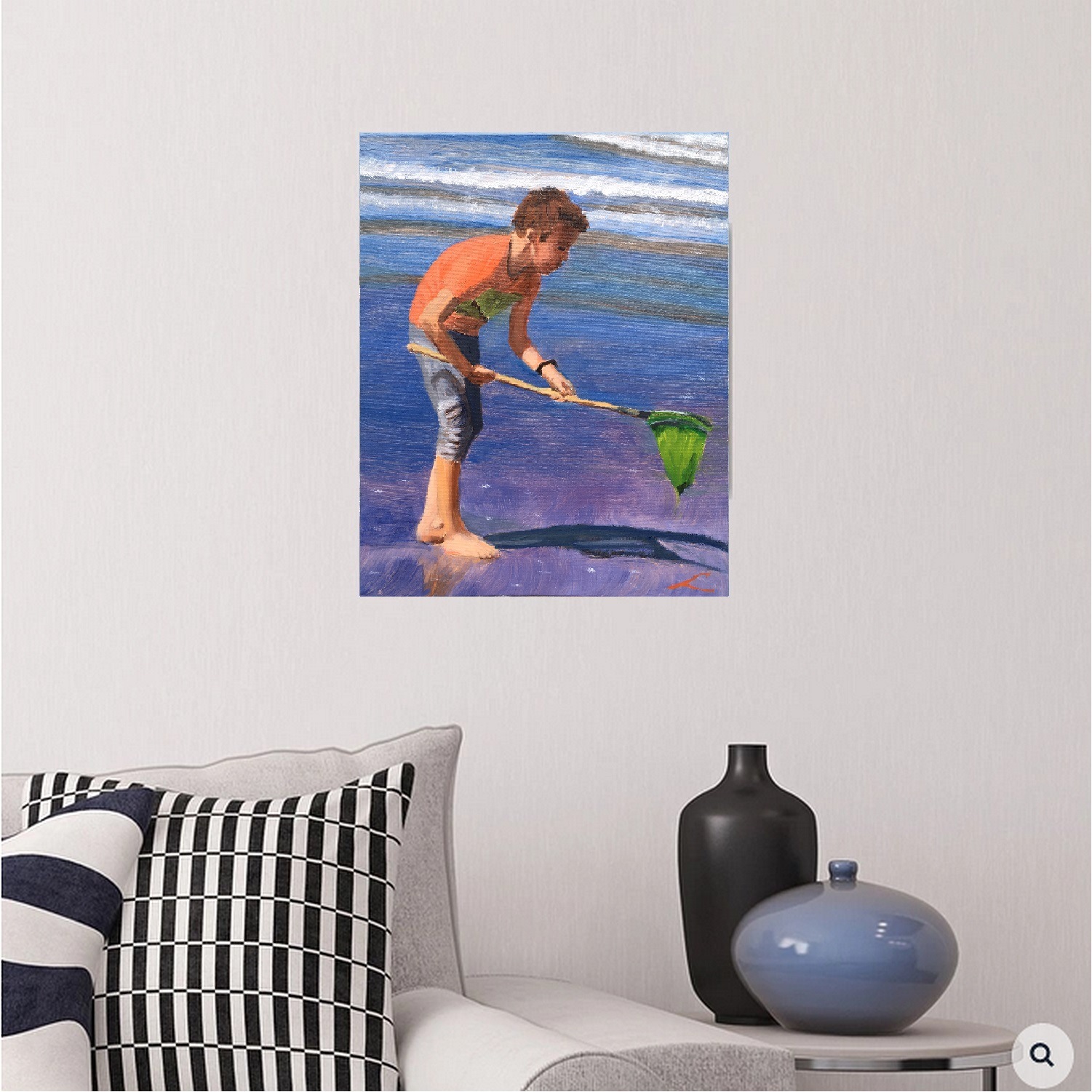 Boy with a fishing net by Elena Sokolova