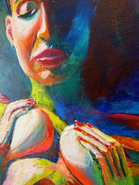 Female Nude Original Acrylic Painting On Canvas Big Size Erotic Painting Of A Nude Woman Portrait Impressionist Style Wall Art By Ion Sheremet Tricera Art