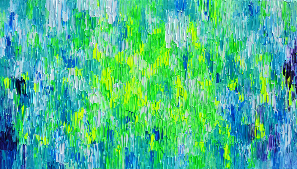 Relief Blue - Large Abstract Relief Palette Knife Painting Image of your art work hanging on the wall