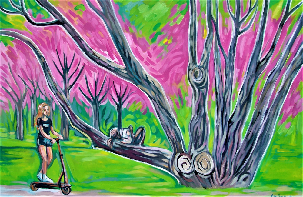 Sakura blossom in Riga park Image of your art work hanging on the wall