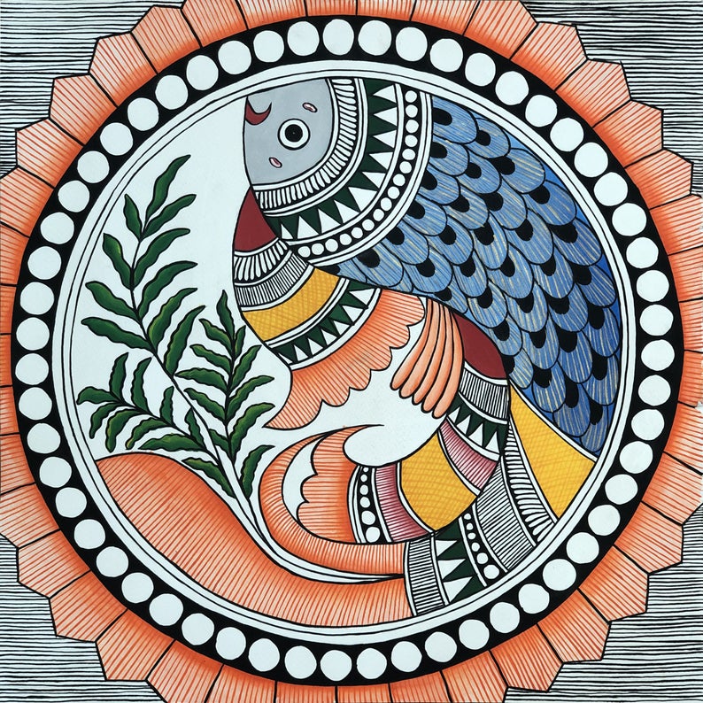 Traditional madhubani folk art, by the artist Sweta Patel