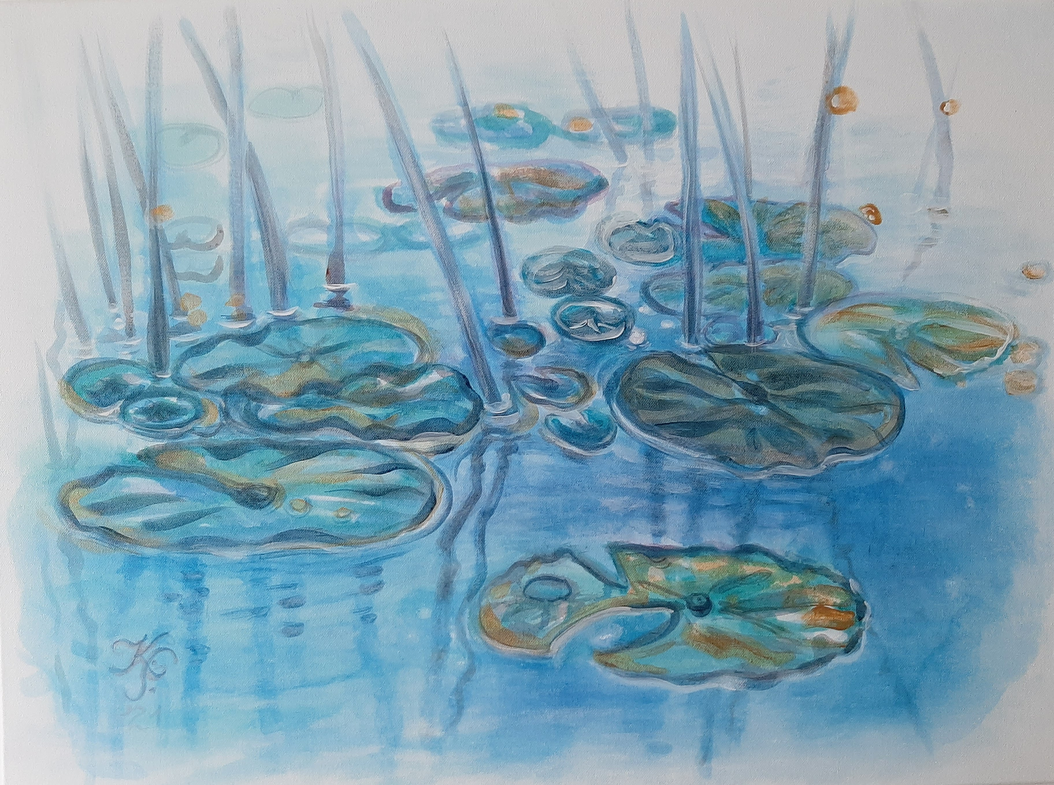 A Pond With Lotus Leaves Image of your art work hanging on the wall