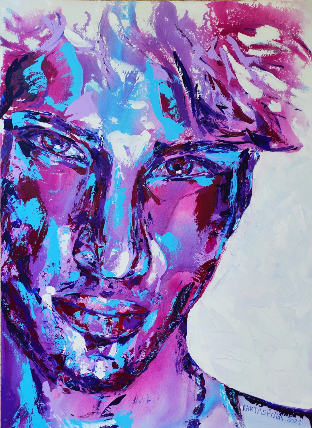 No more abuse, acrylic, canvas, 150x110 cm, 2021 Image of your art work hanging on the wall