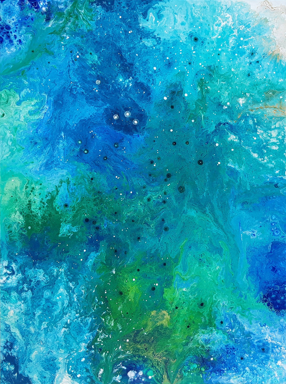 "Green Symphony"original abstract painting, office art, home decor, gift idea, modern art. あなたの作品が壁にかかっているイメージ