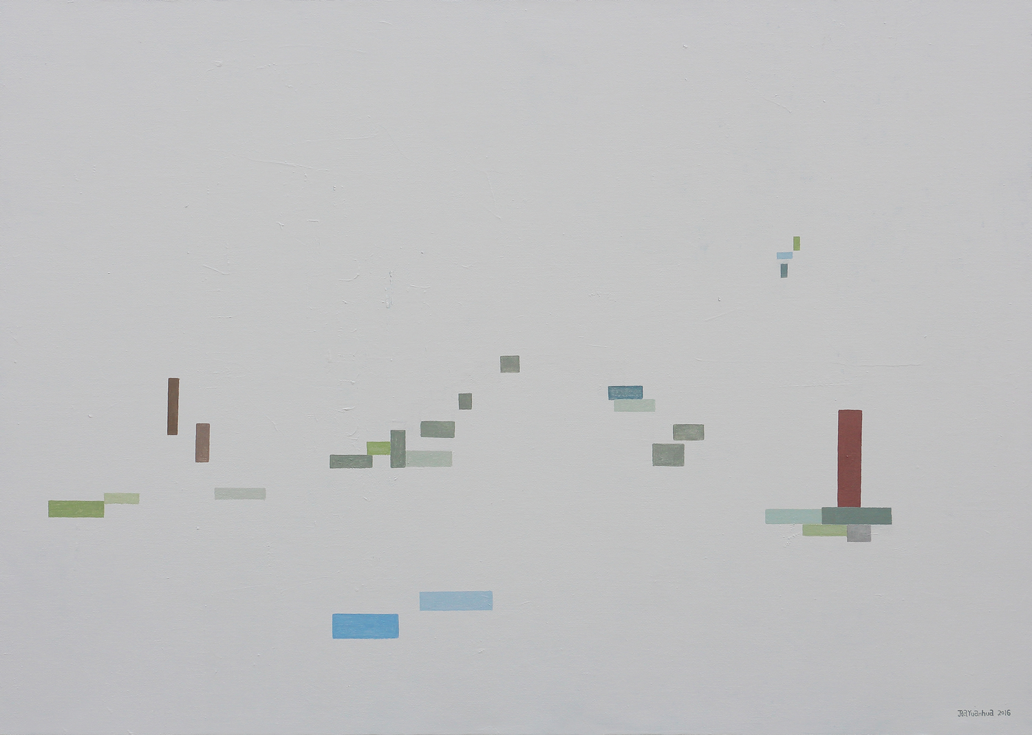 contemporary abstract geometric gray landscape - Summer Palace garden - Early spring ( Original ) Image of your art work hanging on the wall