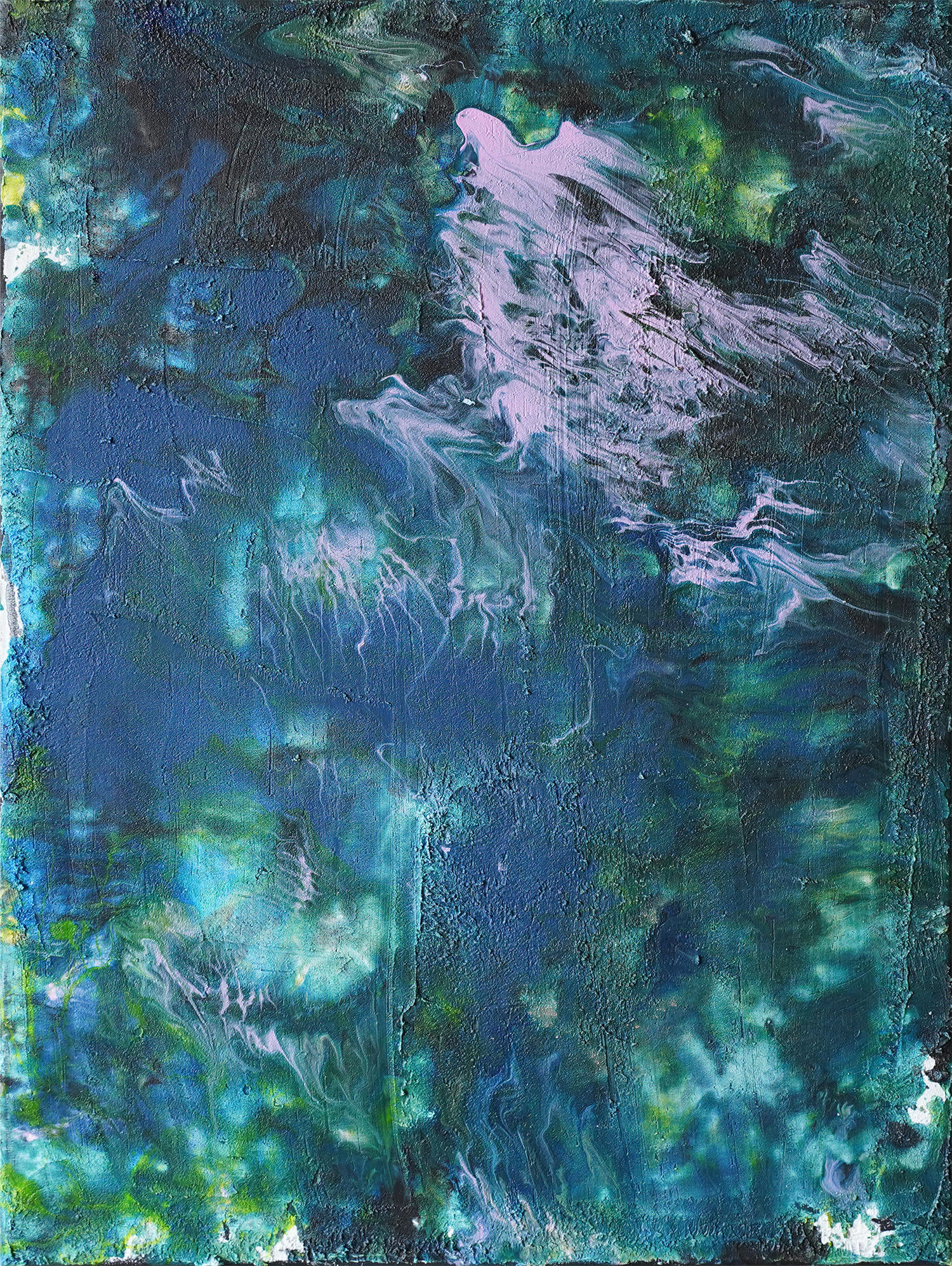 Mystic Pink Bird» blue green texture abstract art by Ирина