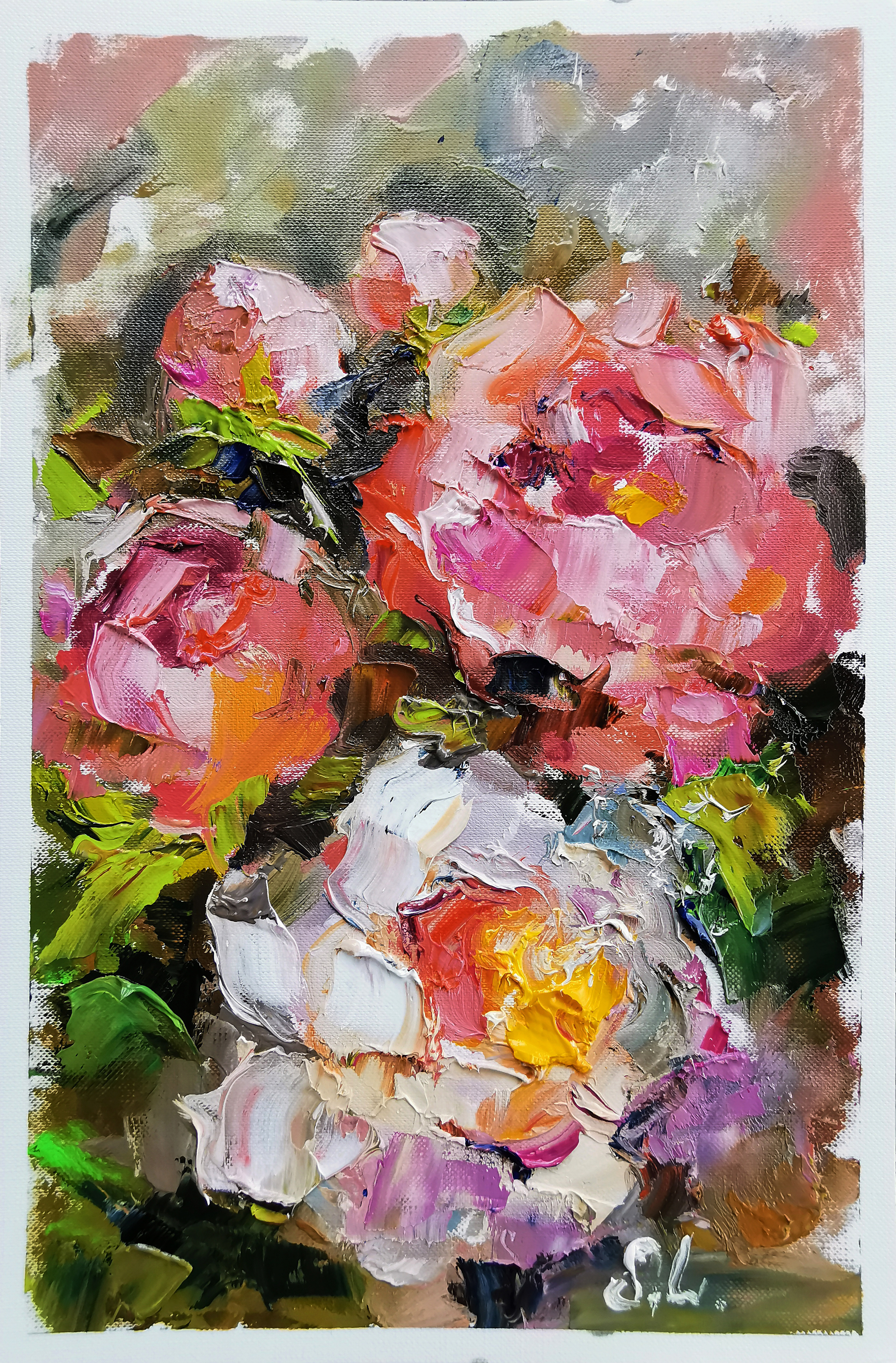 約73×65cm絵画 水彩画 薔薇 sachiko サチコ 22い314 - 絵画/タペストリ