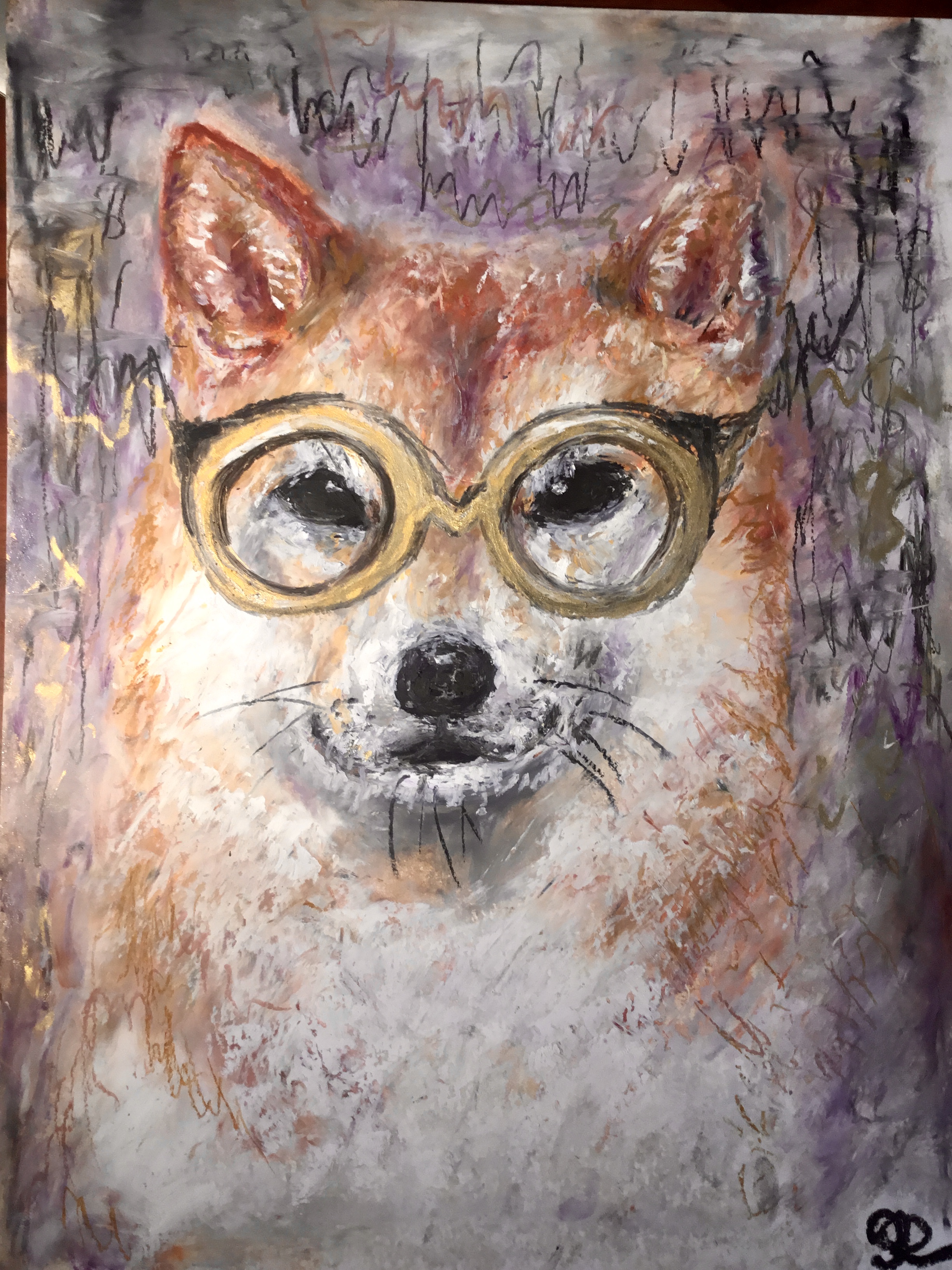 Shiba Inu original oil pastel painting by Raissa Kagan | TRICERA 藝術