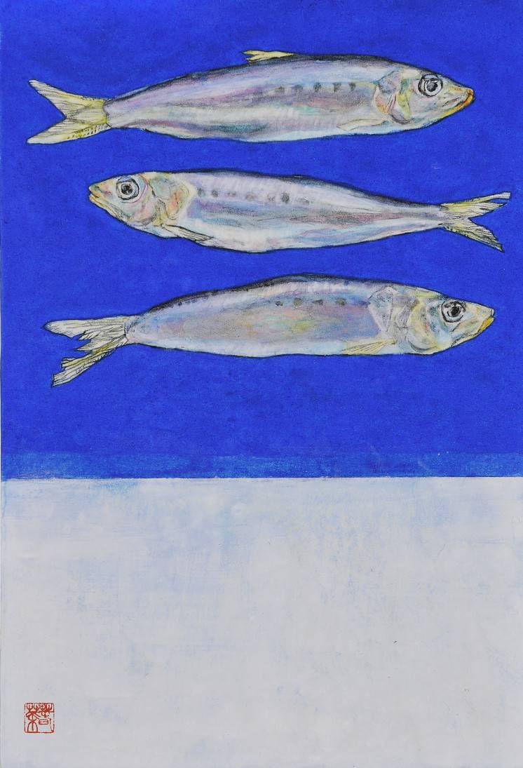 The Three Sardines. Image of your art work hanging on the wall
