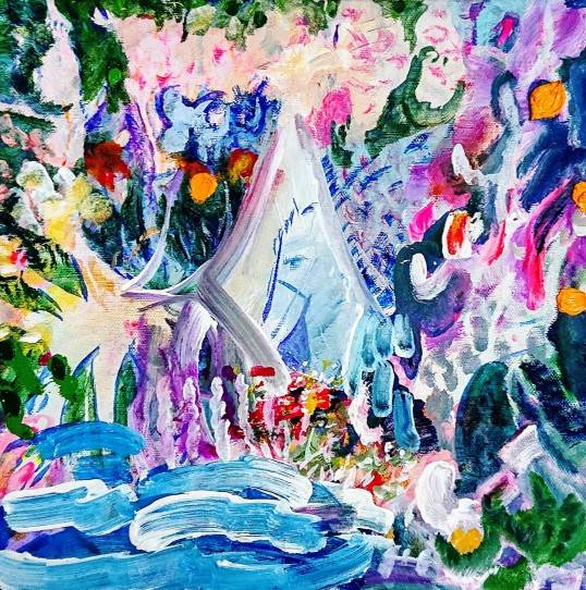 A horse living in a fragment of the stars Image of your art work hanging on the wall
