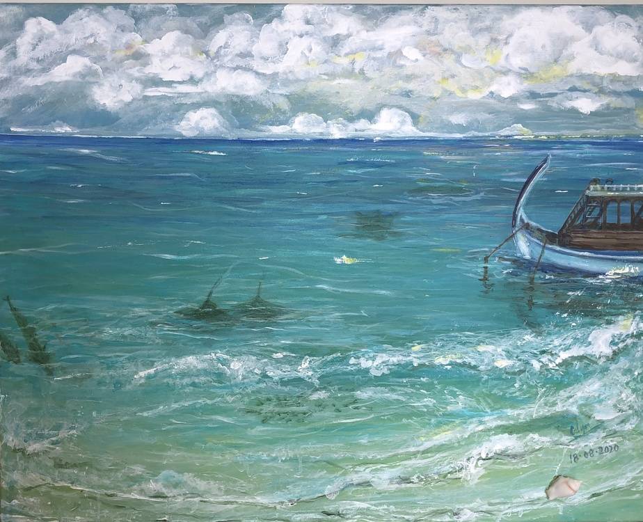Sea Creatures in Maldives あなたの作品が壁にかかっているイメージ