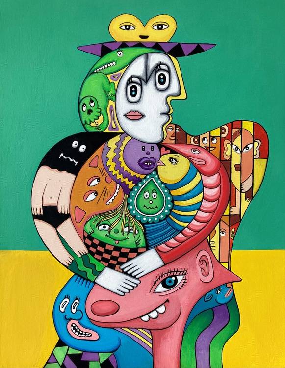 Woman sitting on a chair Image of your art work hanging on the wall
