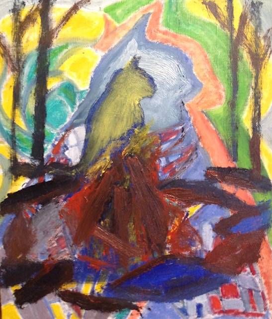 Cat approaching a bonfire Image of your art work hanging on the wall