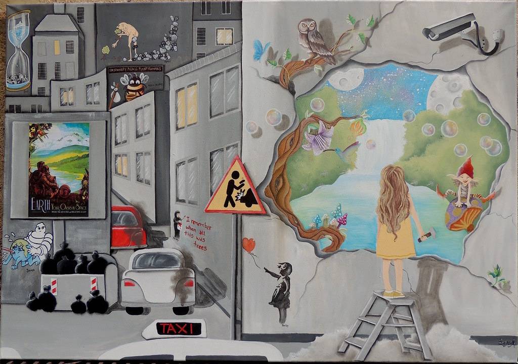 Escape Bild Ihres Kunstwerks an der Wand
