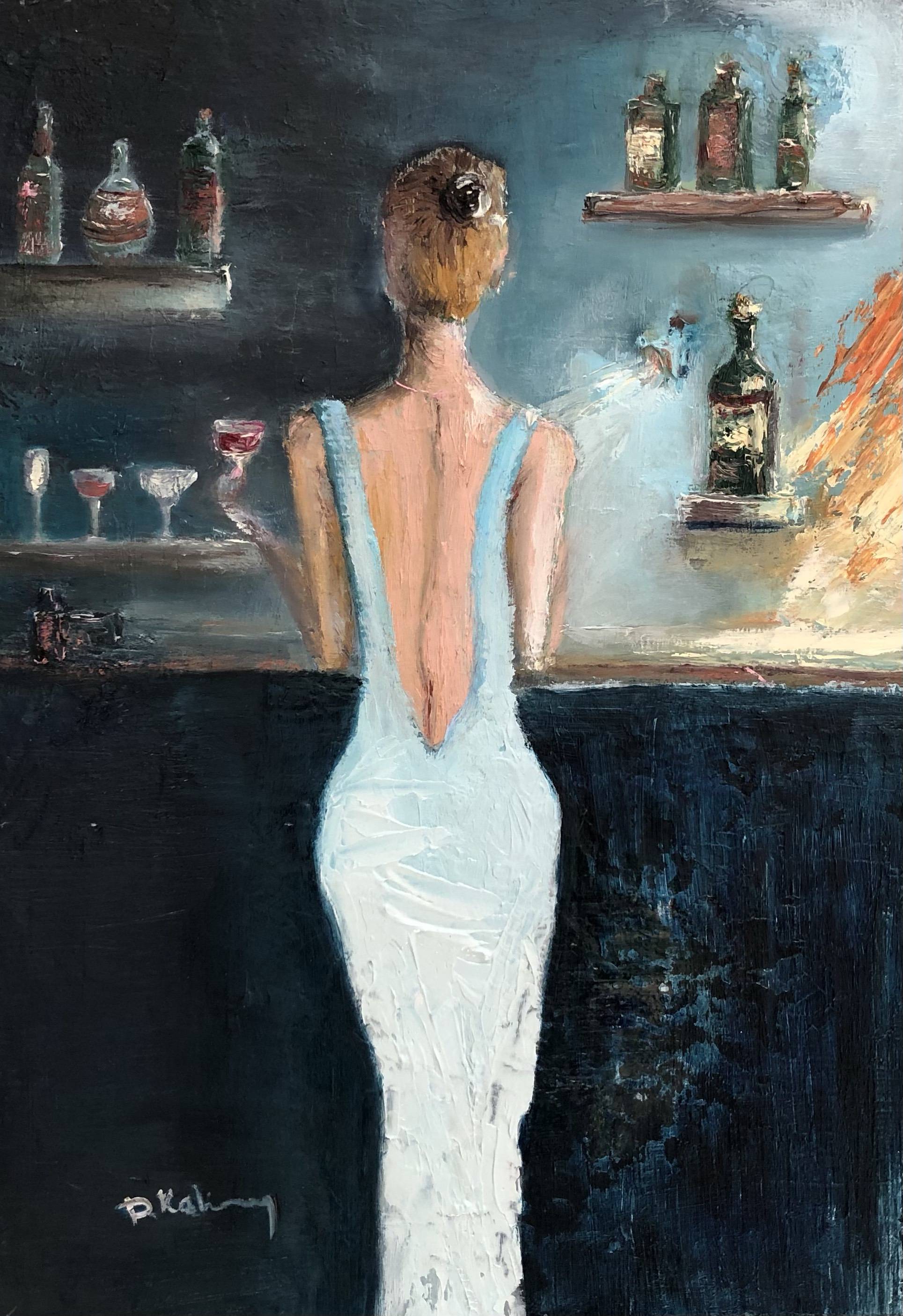Woman at the bar counter Bild Ihres Kunstwerks an der Wand