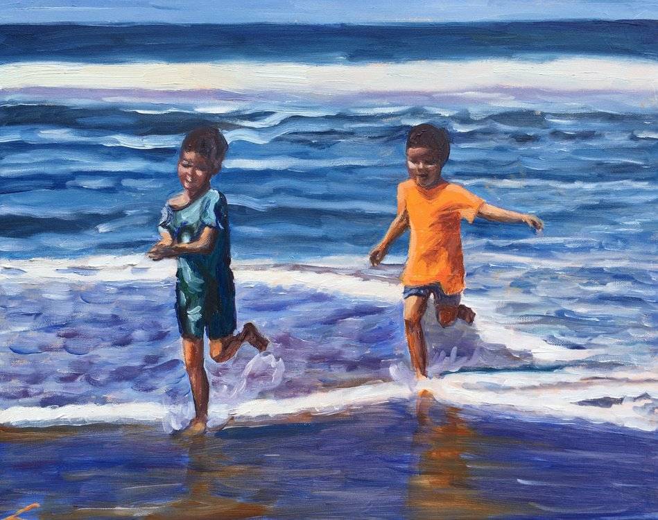 Running from the wave Image of your art work hanging on the wall