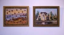 the presentation of infected paintings, the diptic Image of your art work hanging on the wall