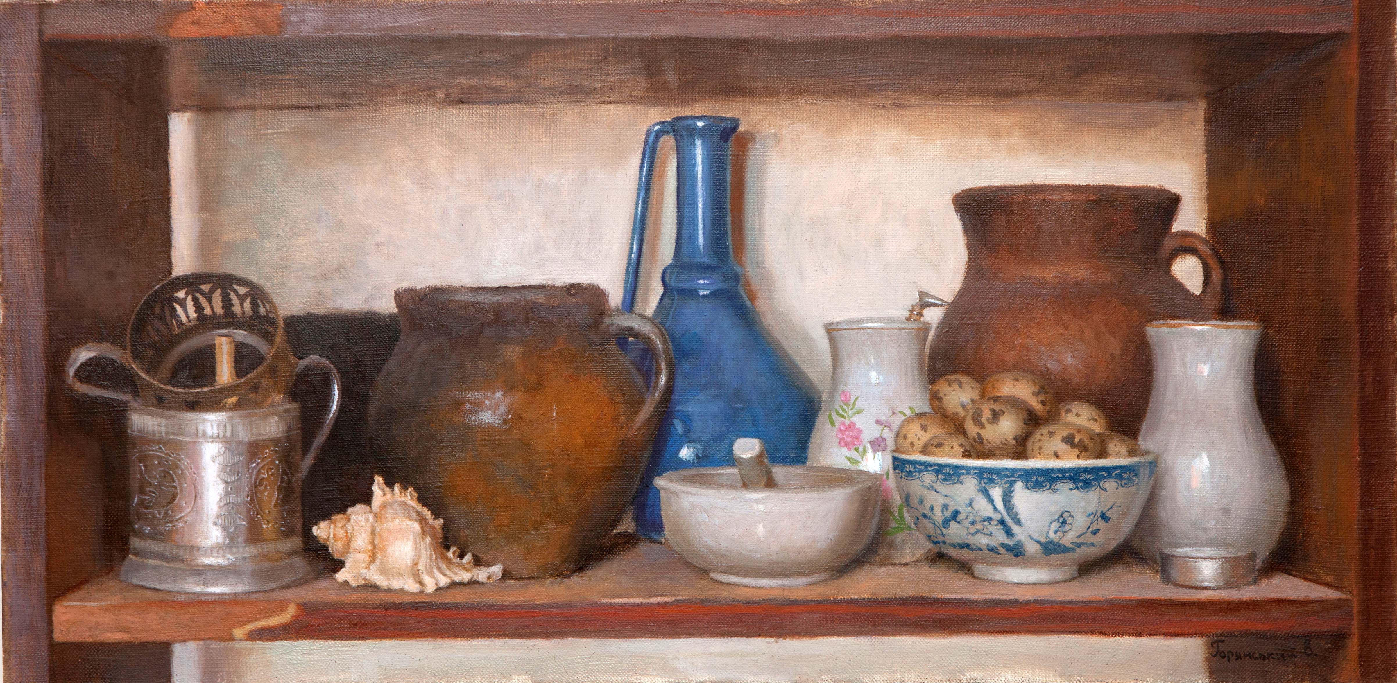 Still life with antiqe Image of your art work hanging on the wall