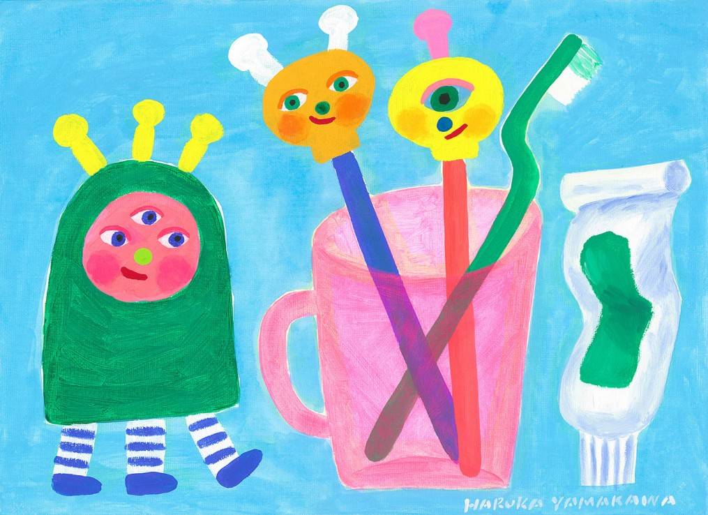 Toothbrush monsters Image of your art work hanging on the wall