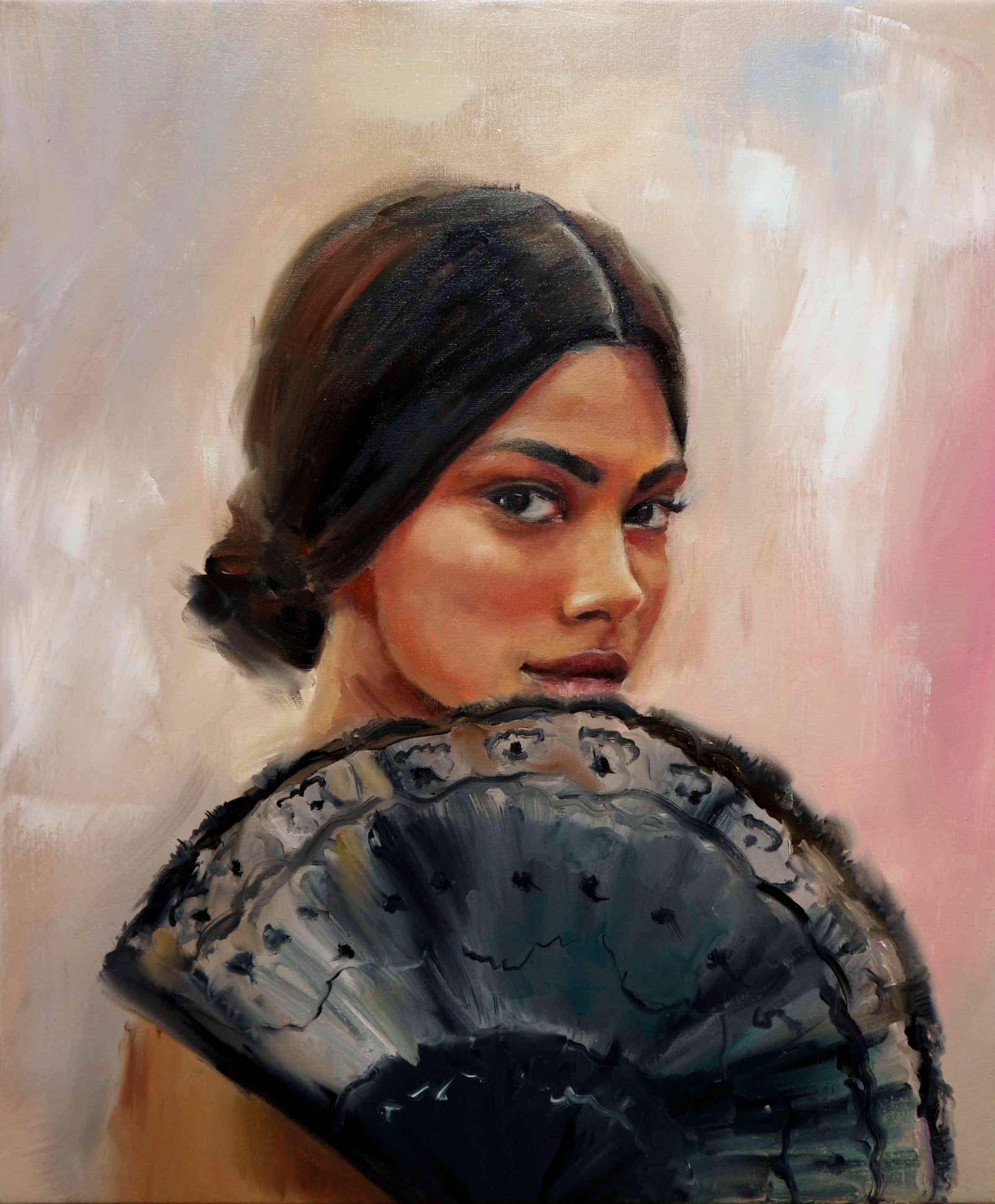 Lady With A Fan By Lubchik Anna Tricera Art